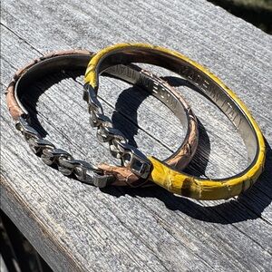 VTG Snakeskin Yellow & Pink Bracelet Set Made in Italy